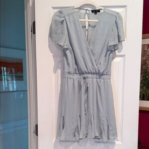TRIXXI. Light Blue Wrap-Front Mini Dress